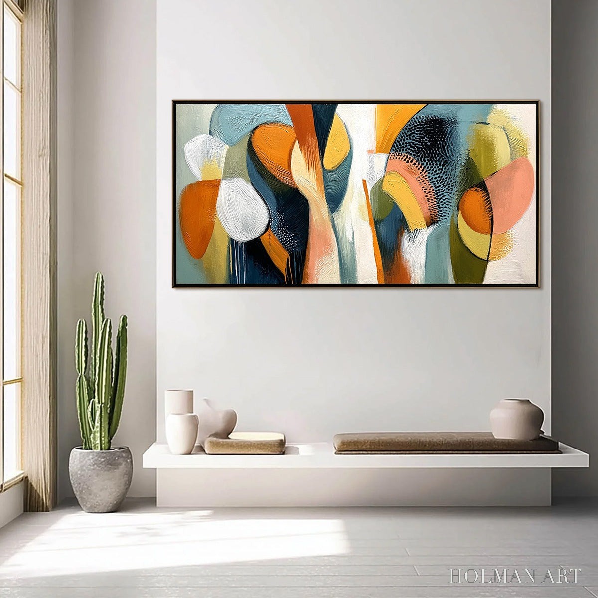 HOLMAN ART Urban Jubilee – Large Colorful Abstract Textured Oil Painting for Modern Decor - image 4