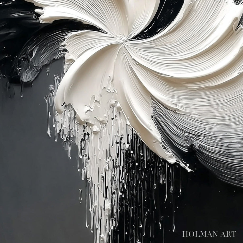 HOLMAN ART Convergence – Textured Black and White Abstract Impasto Painting - image 3