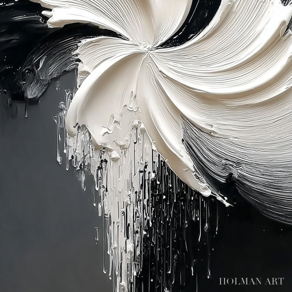 HOLMAN ART Convergence – Textured Black and White Abstract Impasto Painting - image 3