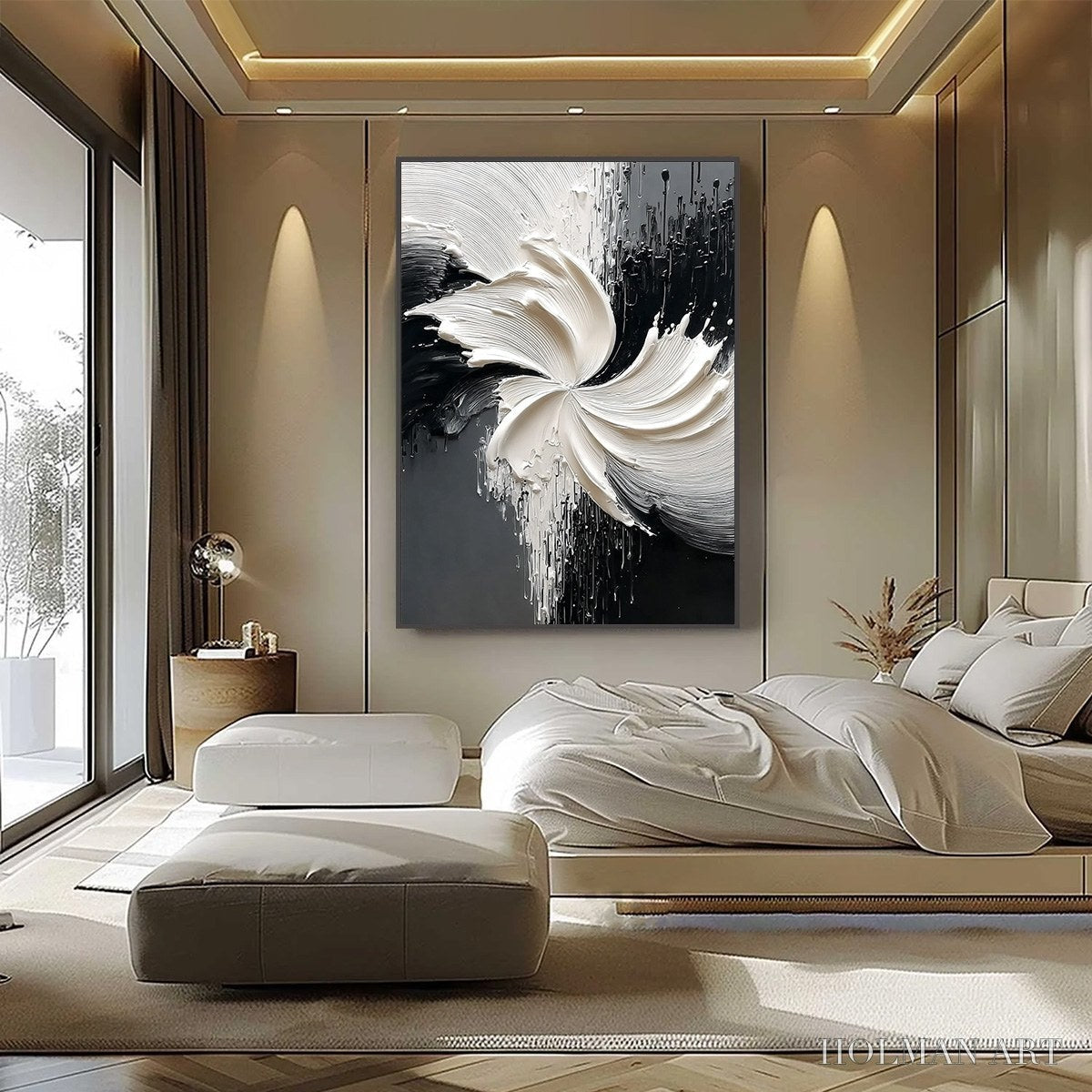 HOLMAN ART Convergence – Textured Black and White Abstract Impasto Painting - image 4