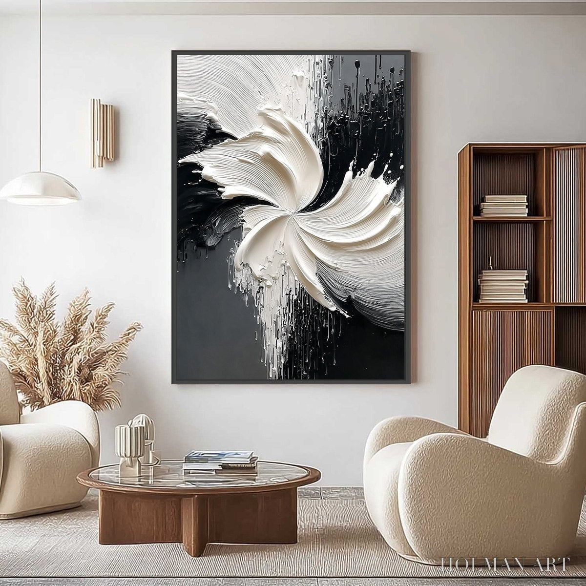 HOLMAN ART Convergence – Textured Black and White Abstract Impasto Painting - image 6