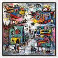 HOLMAN ART Urban Fantasia – Vibrant and Textured Abstract Cityscape Painting - image 1