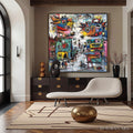 HOLMAN ART Urban Fantasia – Vibrant and Textured Abstract Cityscape Painting - image 2