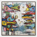 HOLMAN ART Creature Carnival – Colorful Abstract Impasto Painting with Whimsical Figures - image 1