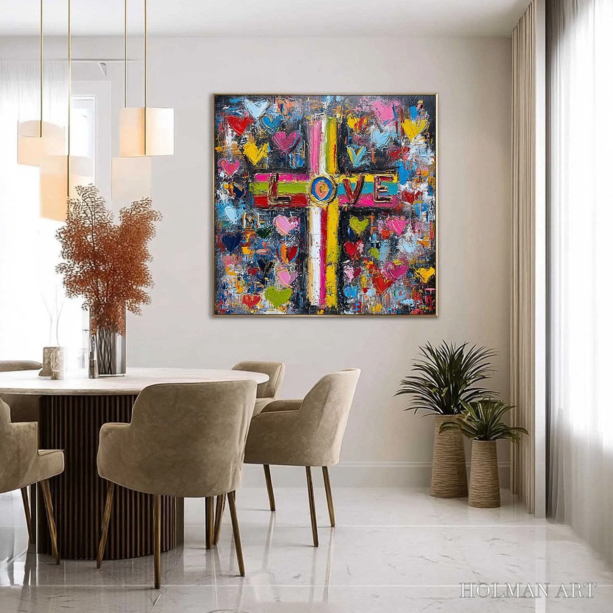 HOLMAN ART Divine Embrace – Colorful Textured Abstract Painting of Love and Faith - image 4