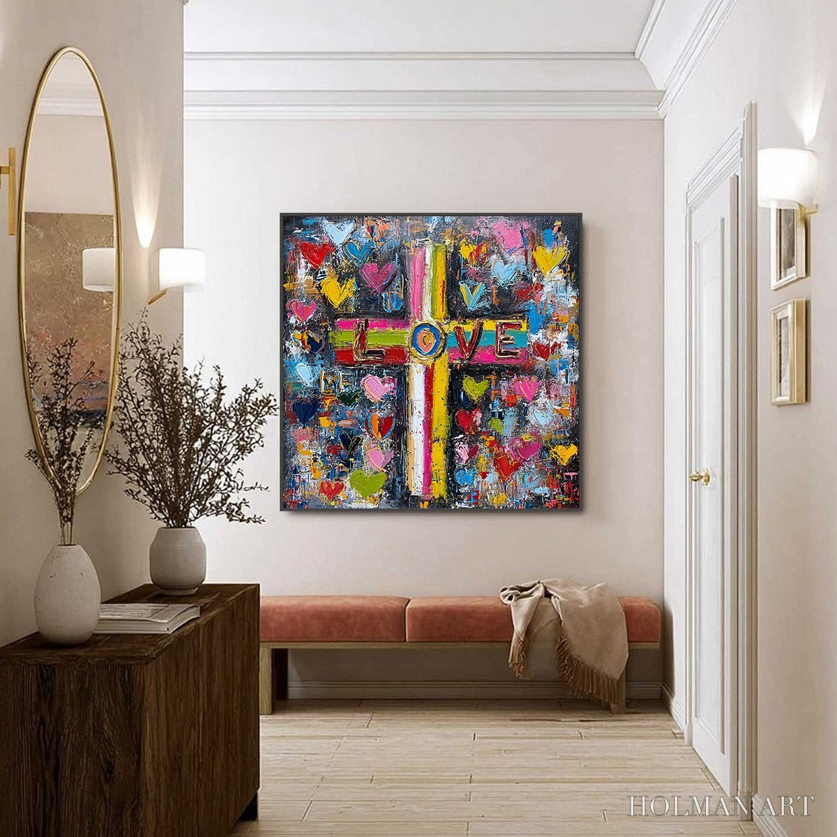 HOLMAN ART Divine Embrace – Colorful Textured Abstract Painting of Love and Faith - image 6