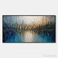 HOLMAN ART Golden Horizon – Textured Abstract Cityscape Reflection Oil Painting - image 1