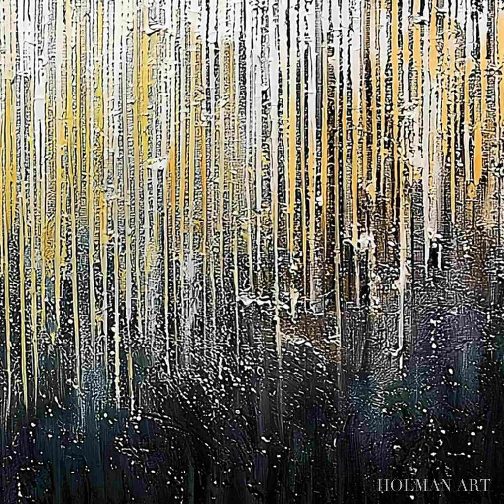 HOLMAN ART Golden Cascade – Large Textured Abstract Gold and Black Painting - image 5