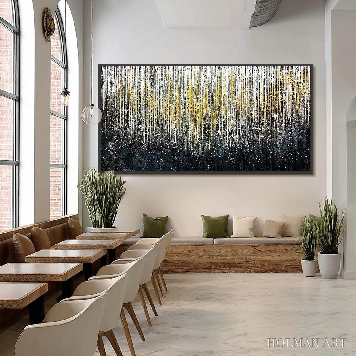 HOLMAN ART Golden Cascade – Large Textured Abstract Gold and Black Painting - image 6