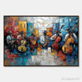 HOLMAN ART Urban Melody – Textured Impasto Painting of a Jazz Band Street Performance - image 1
