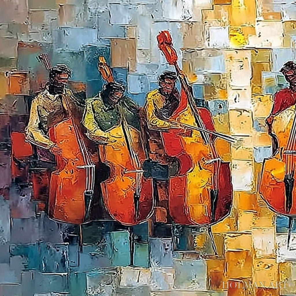 HOLMAN ART Rhythm in Hue – Textured Palette Knife Painting of a Cello Ensemble - image 3