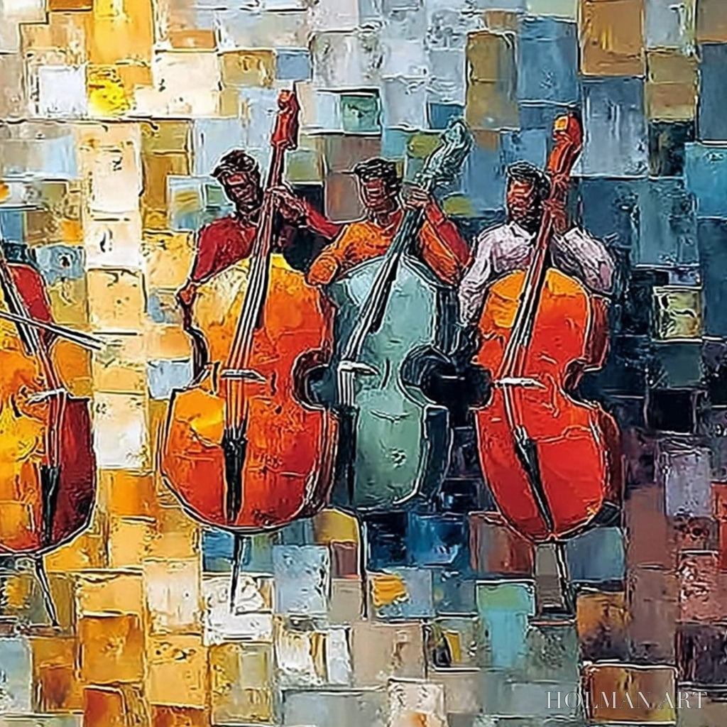 HOLMAN ART Rhythm in Hue – Textured Palette Knife Painting of a Cello Ensemble - image 5