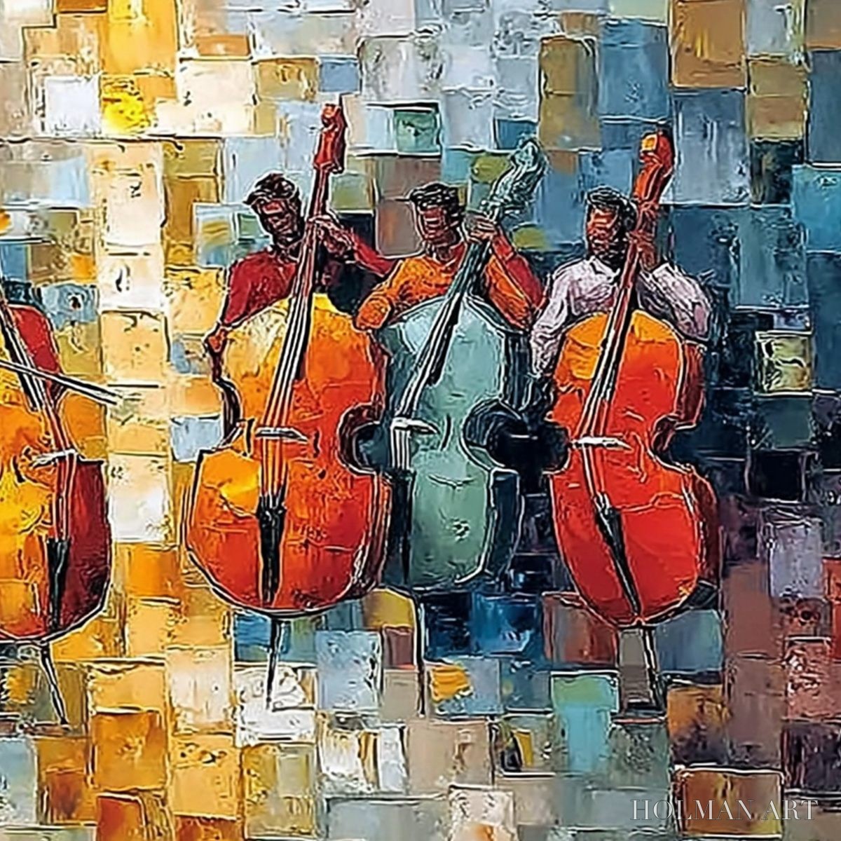 HOLMAN ART Rhythm in Hue – Textured Palette Knife Painting of a Cello Ensemble - image 5