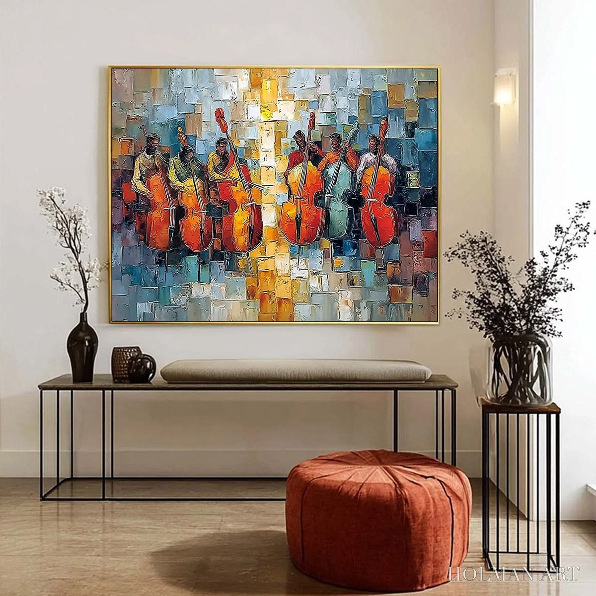 HOLMAN ART Rhythm in Hue – Textured Palette Knife Painting of a Cello Ensemble - image 6