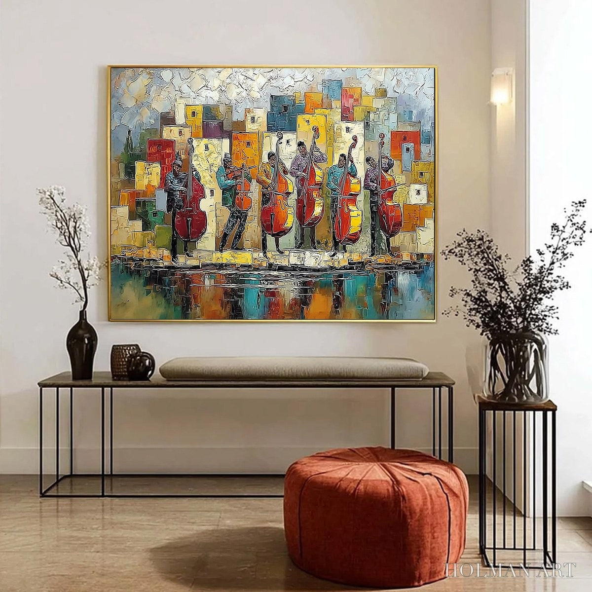 HOLMAN ART Urban Serenade – Colorful Textured Impasto Painting of Musicians - image 4