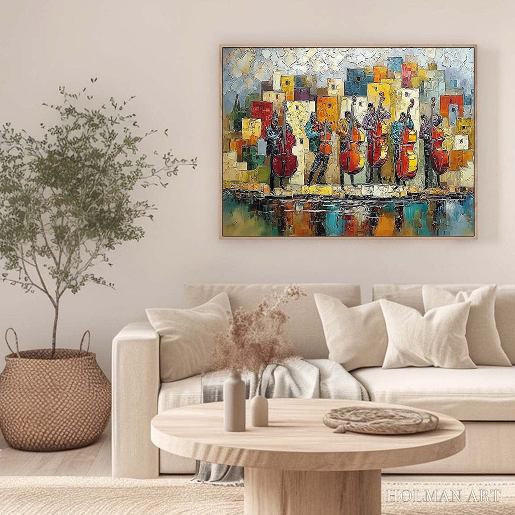 HOLMAN ART Urban Serenade – Colorful Textured Impasto Painting of Musicians - image 6