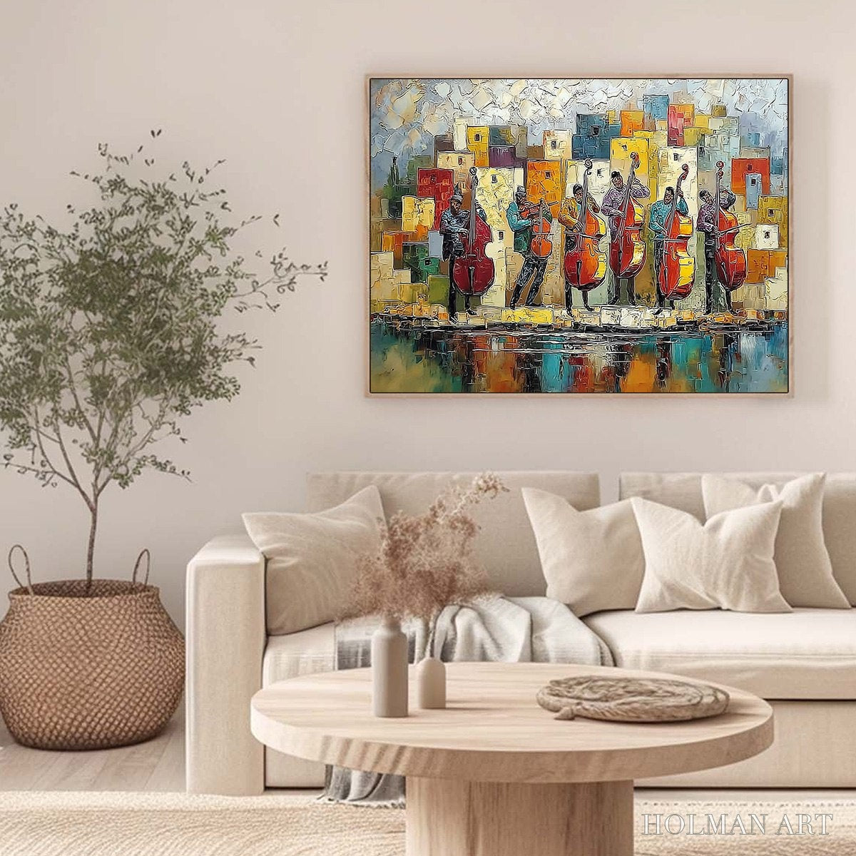 HOLMAN ART Urban Serenade – Colorful Textured Impasto Painting of Musicians - image 6