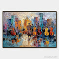 HOLMAN ART Urban Serenade – Textured Palette Knife Painting of City Musicians - image 1