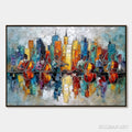 HOLMAN ART Skyline Sonata – Textured Palette Knife Painting of Musicians and Cityscape - image 1