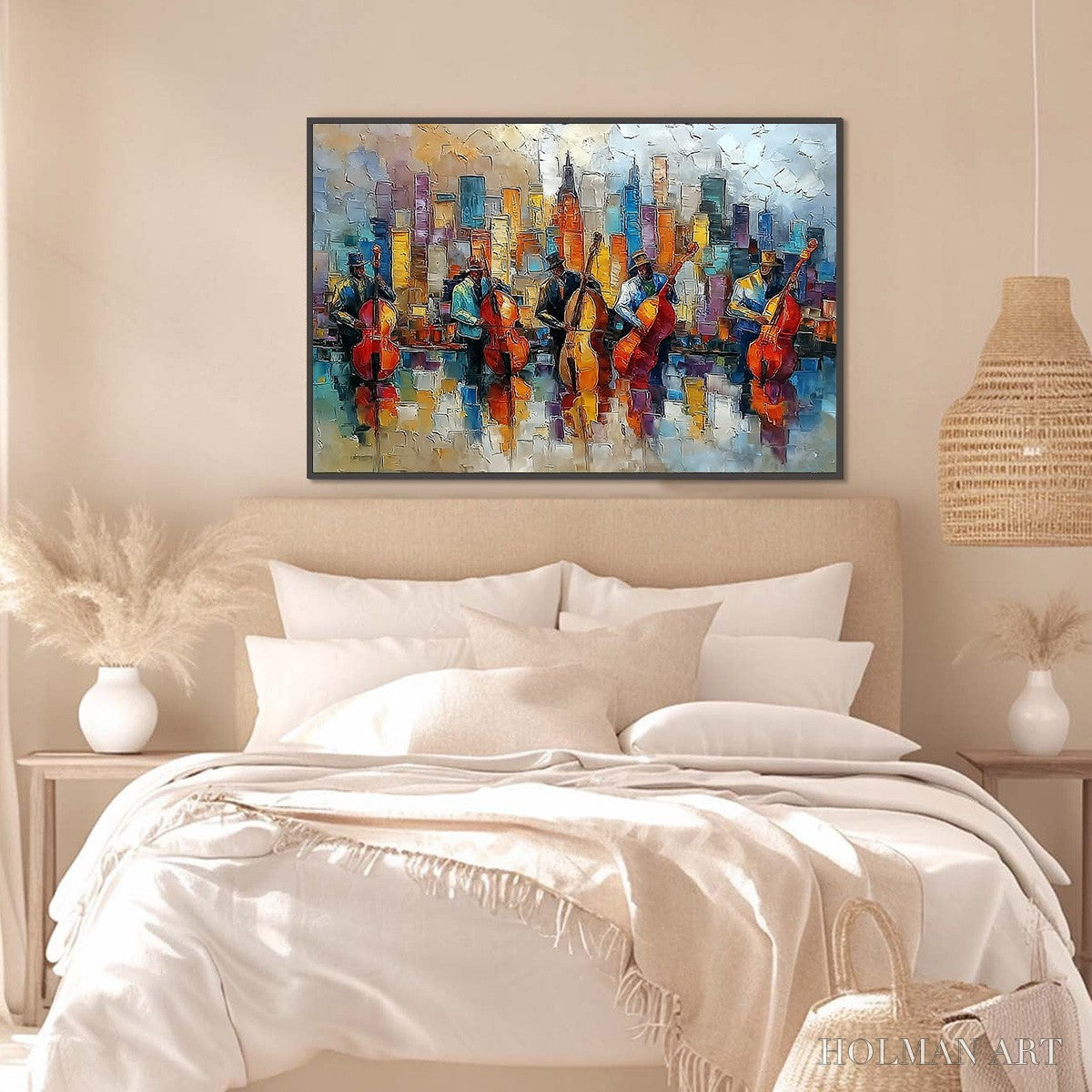 HOLMAN ART Urban Serenade – Textured Palette Knife Cityscape Jazz Painting - image 4