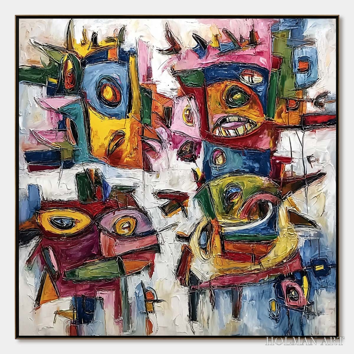 HOLMAN ART Urban Carnival – Large Colorful Abstract Impasto Painting for Modern Decor - image 1