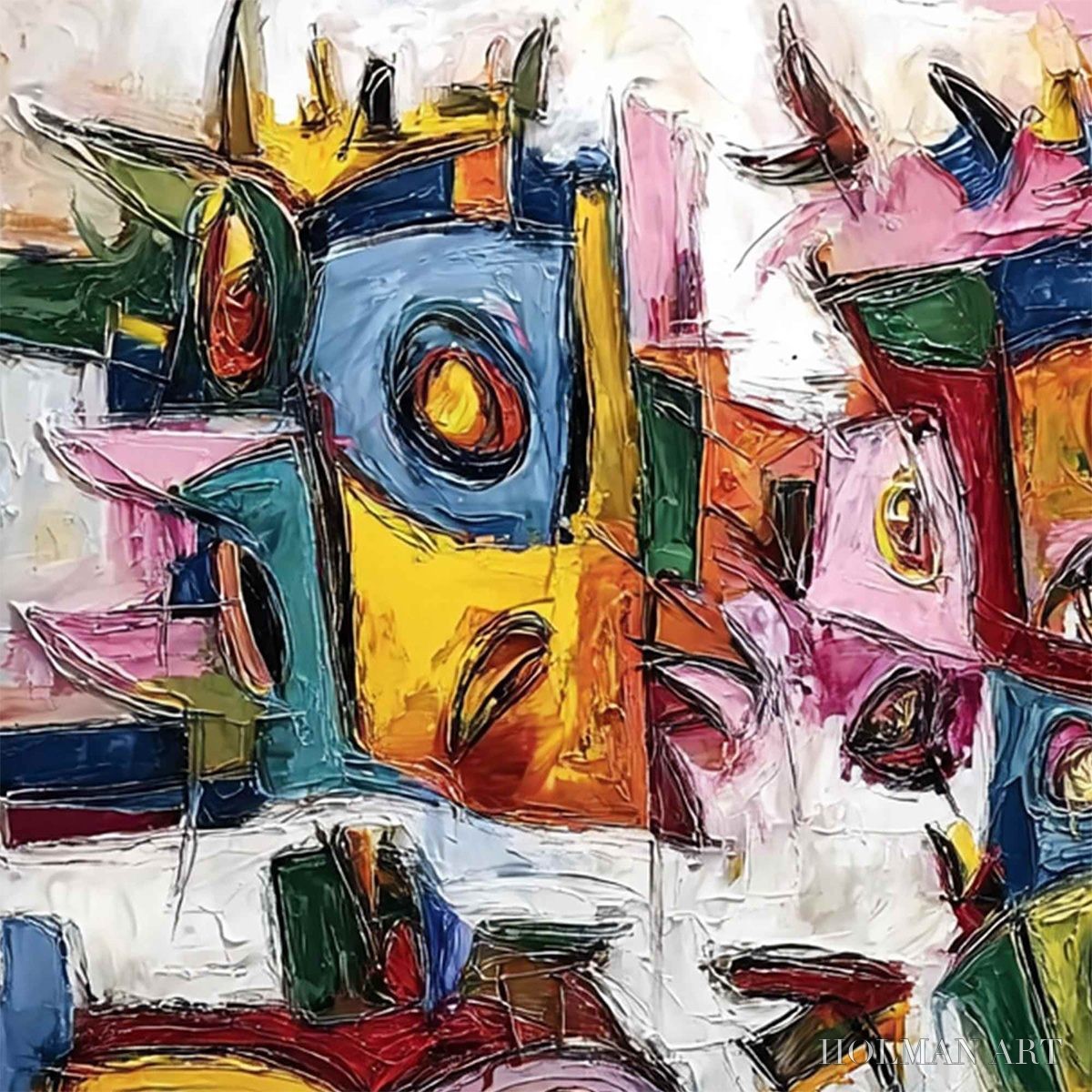 HOLMAN ART Urban Carnival – Large Colorful Abstract Impasto Painting for Modern Decor - image 3
