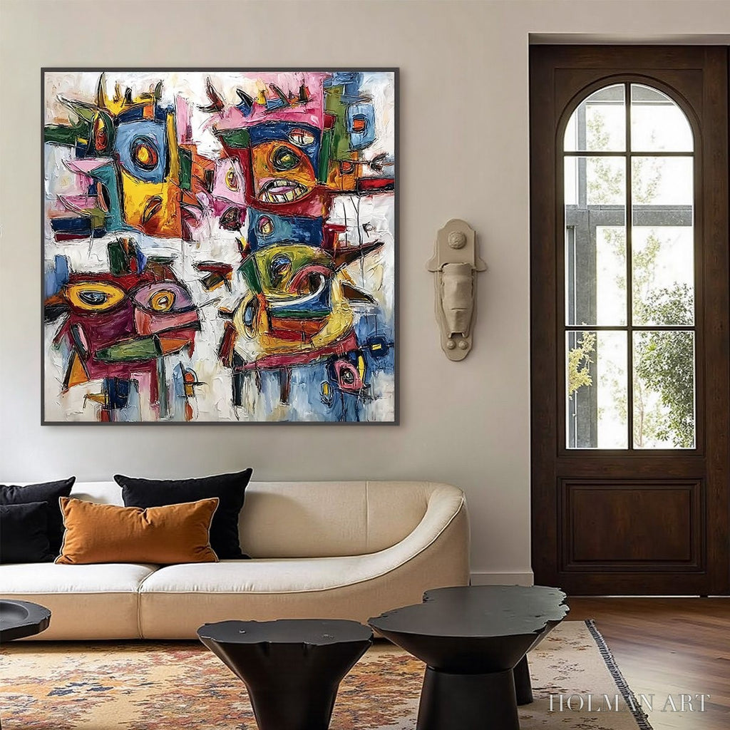 HOLMAN ART Urban Carnival – Large Colorful Abstract Impasto Painting for Modern Decor - image 6