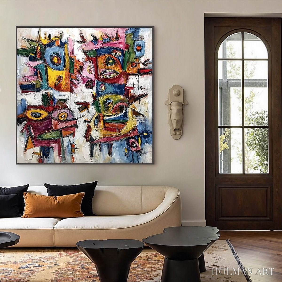 HOLMAN ART Urban Carnival – Large Colorful Abstract Impasto Painting for Modern Decor - image 6