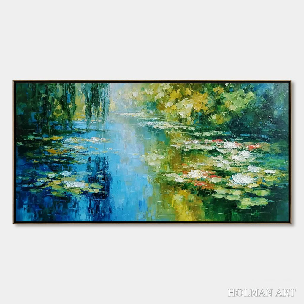 HOLMAN ART Lily Pond Reverie – Textured Impressionist Water Lilies Oil Painting - image 1