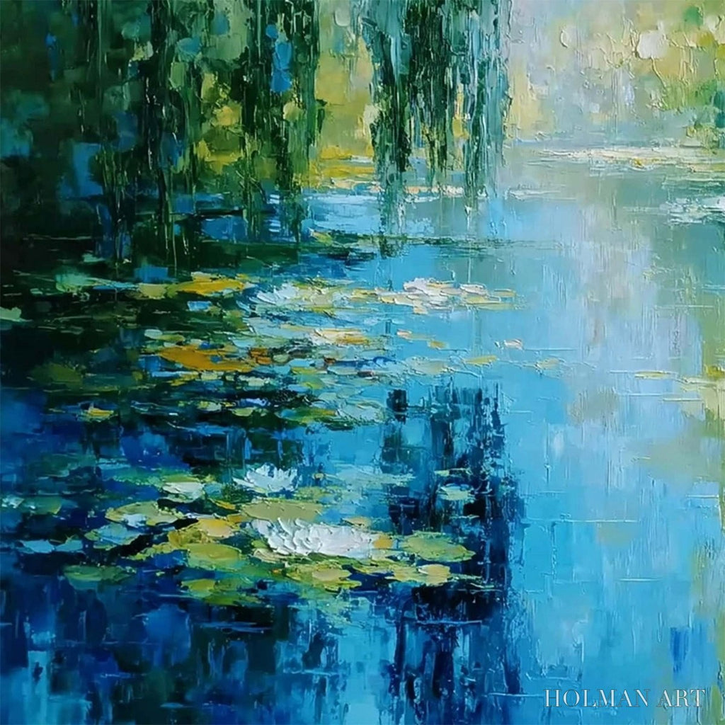 HOLMAN ART Lily Pond Reverie – Textured Impressionist Water Lilies Oil Painting - image 3