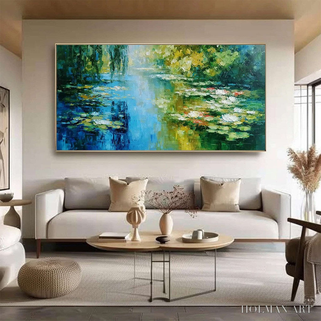 HOLMAN ART Lily Pond Reverie – Textured Impressionist Water Lilies Oil Painting - image 4