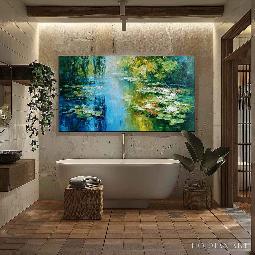 HOLMAN ART Lily Pond Reverie – Textured Impressionist Water Lilies Oil Painting - image 6
