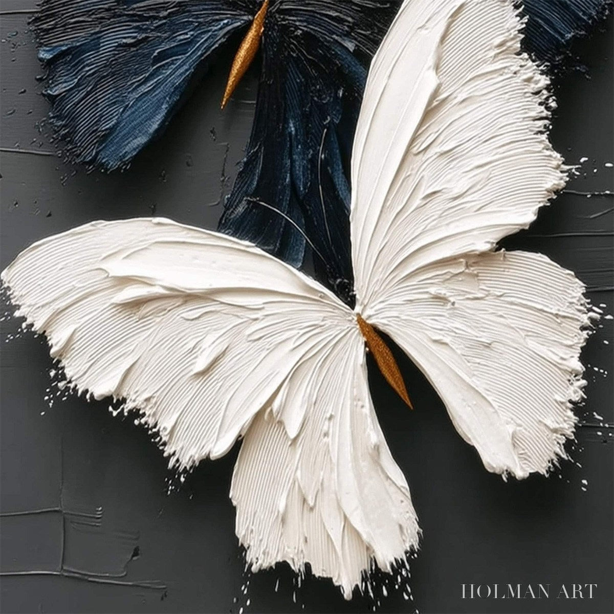 HOLMAN ART Duality – Textured Impasto Black and White Butterfly Painting - image 5