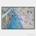HOLMAN ART Coastal Promenade – Textured Palette Knife Cityscape Painting of a Seaside Stroll - image 1