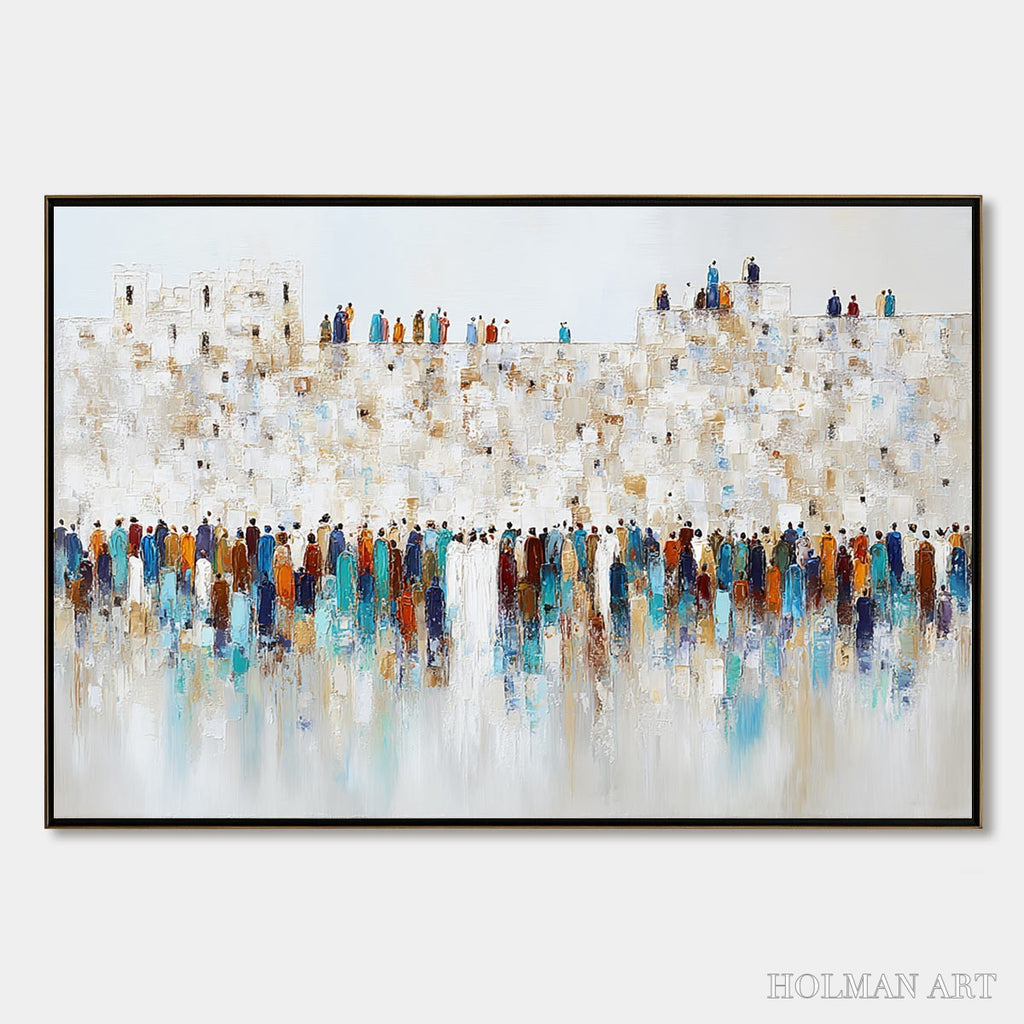HOLMAN ART Gathering – Textured Abstract Figurative Crowd Painting - image 1