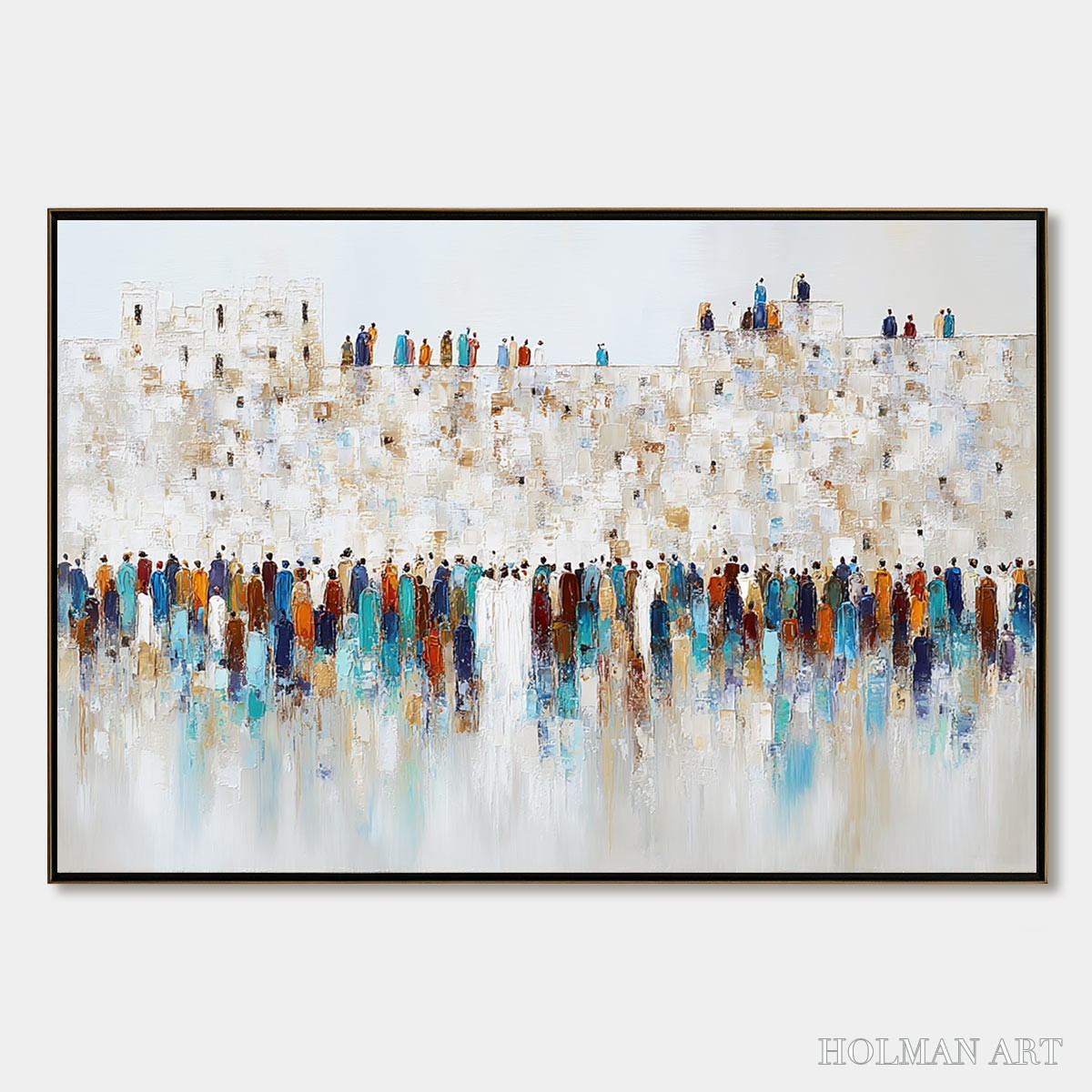 HOLMAN ART Gathering – Textured Abstract Figurative Crowd Painting - image 1