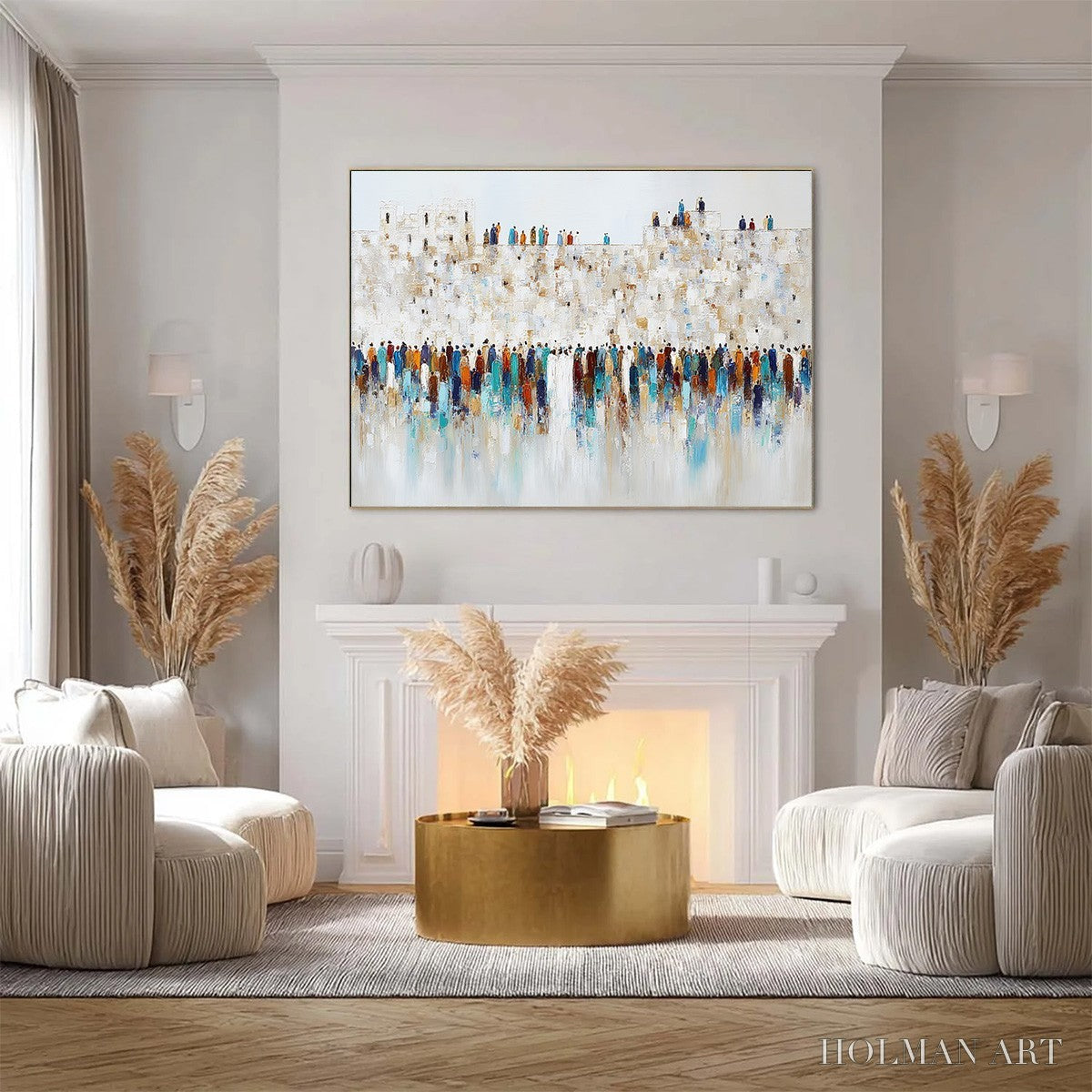 HOLMAN ART Gathering – Textured Abstract Figurative Crowd Painting - image 2