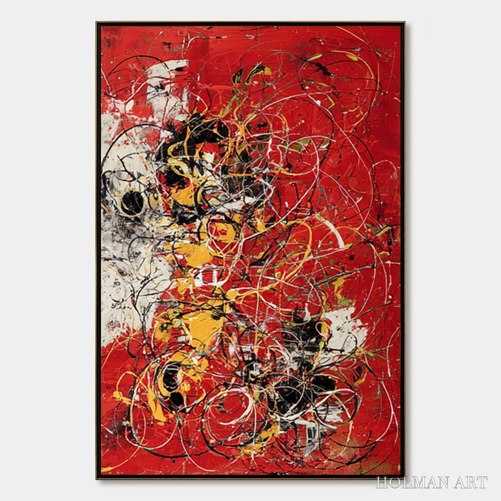 HOLMAN ART Crimson Chaos – Large Vertical Red and Black Abstract Action Painting - image 1
