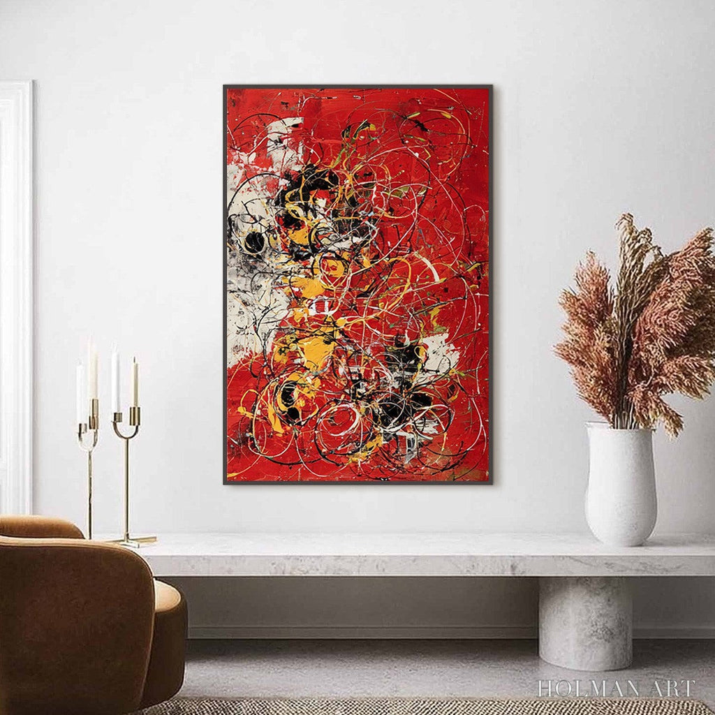 HOLMAN ART Crimson Chaos – Large Vertical Red and Black Abstract Action Painting - image 2