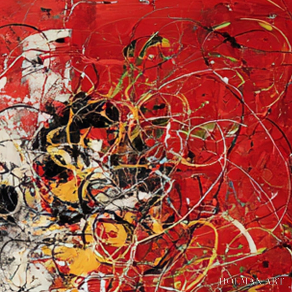 HOLMAN ART Crimson Chaos – Large Vertical Red and Black Abstract Action Painting - image 5