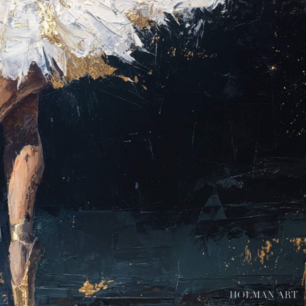 HOLMAN ART Golden Reverie – Textured Gold Leaf Ballerina Portrait Painting - image 5