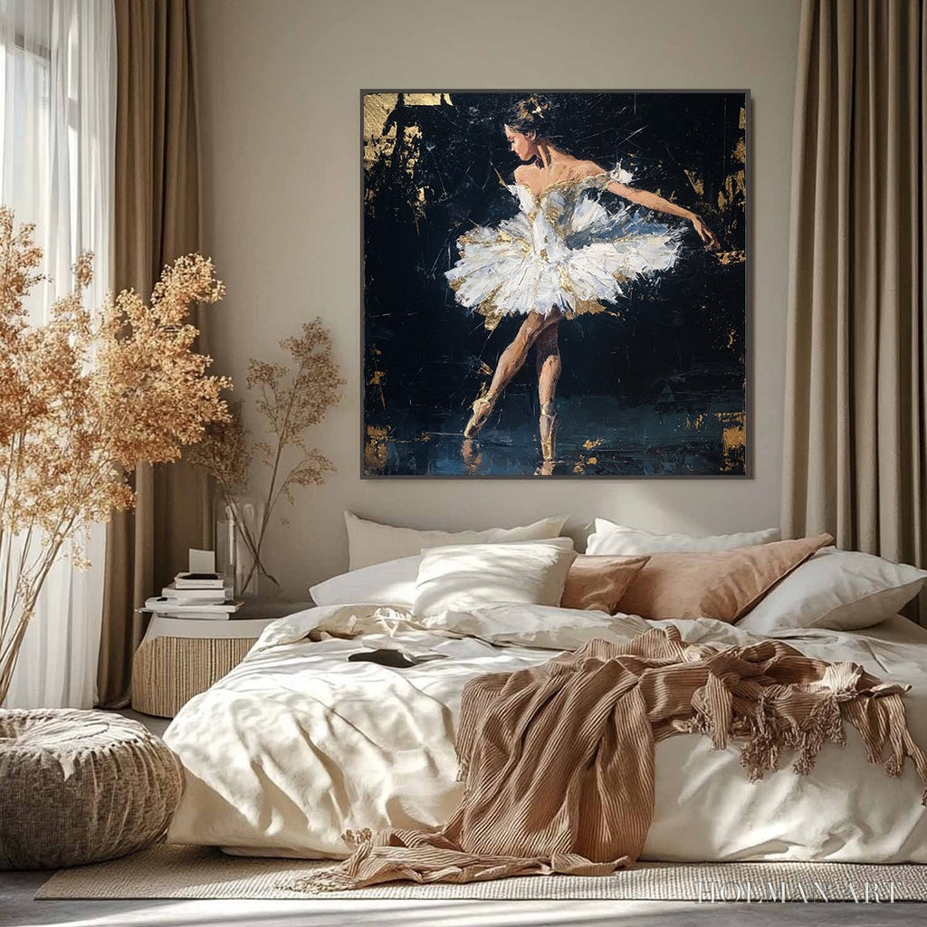 HOLMAN ART Golden Reverie – Textured Gold Leaf Ballerina Portrait Painting - image 6