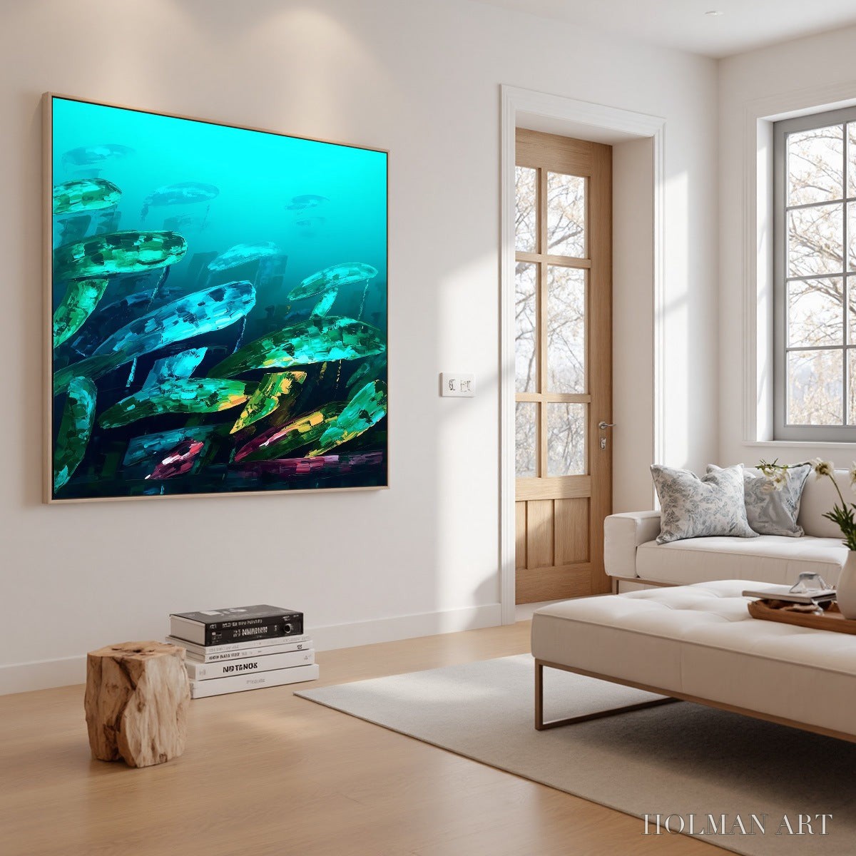 HOLMAN ART Aquatic Dream – Textured Abstract Teal and Green Oil Painting - image 5