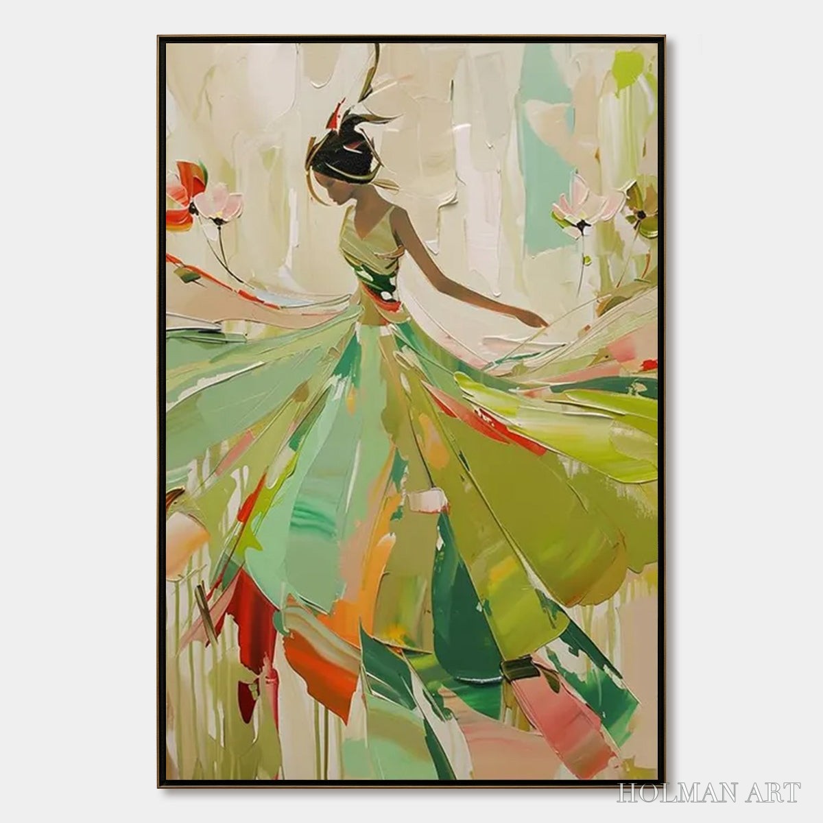 HOLMAN ART Whirlwind of Color – Abstract Figurative Oil Painting of Dancer - image 1