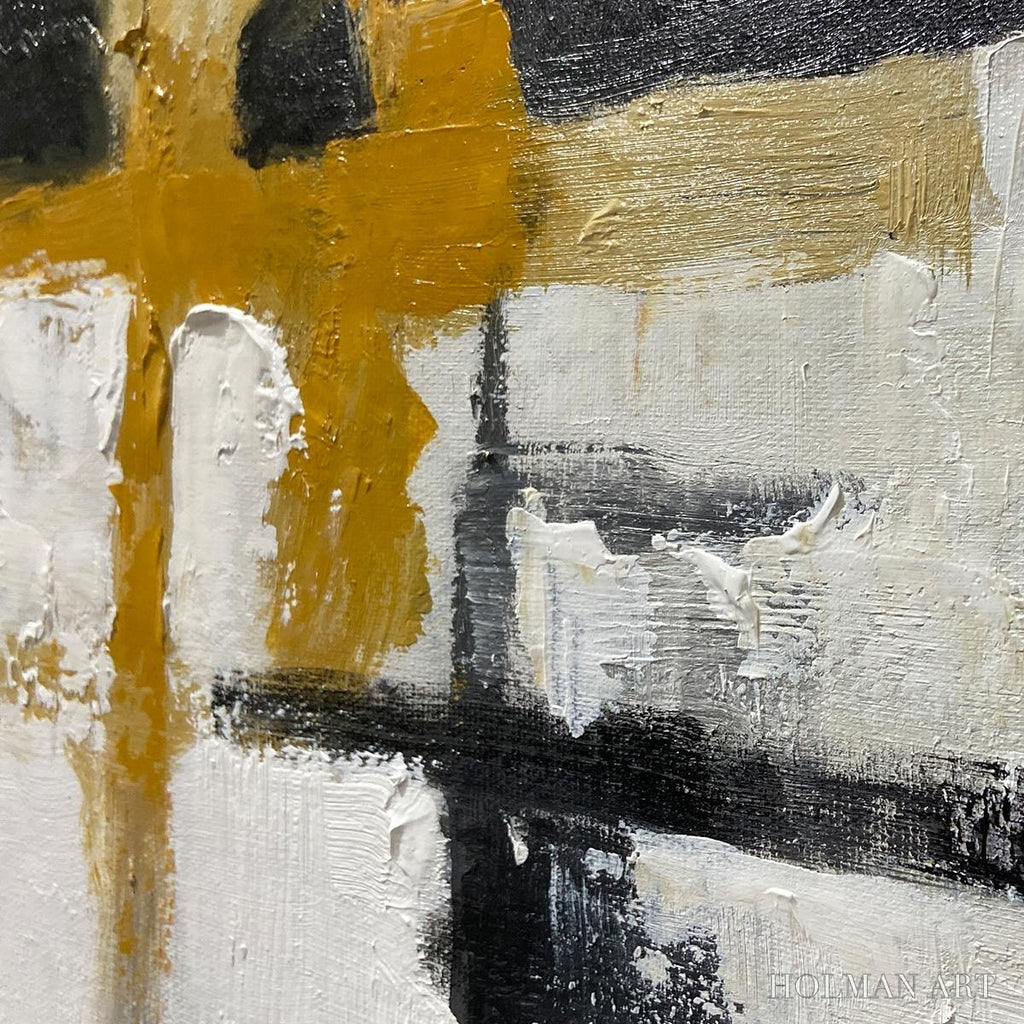 HOLMAN ART Alchemy Grid – Textured Abstract Painting in Black, White & Gold - image 3