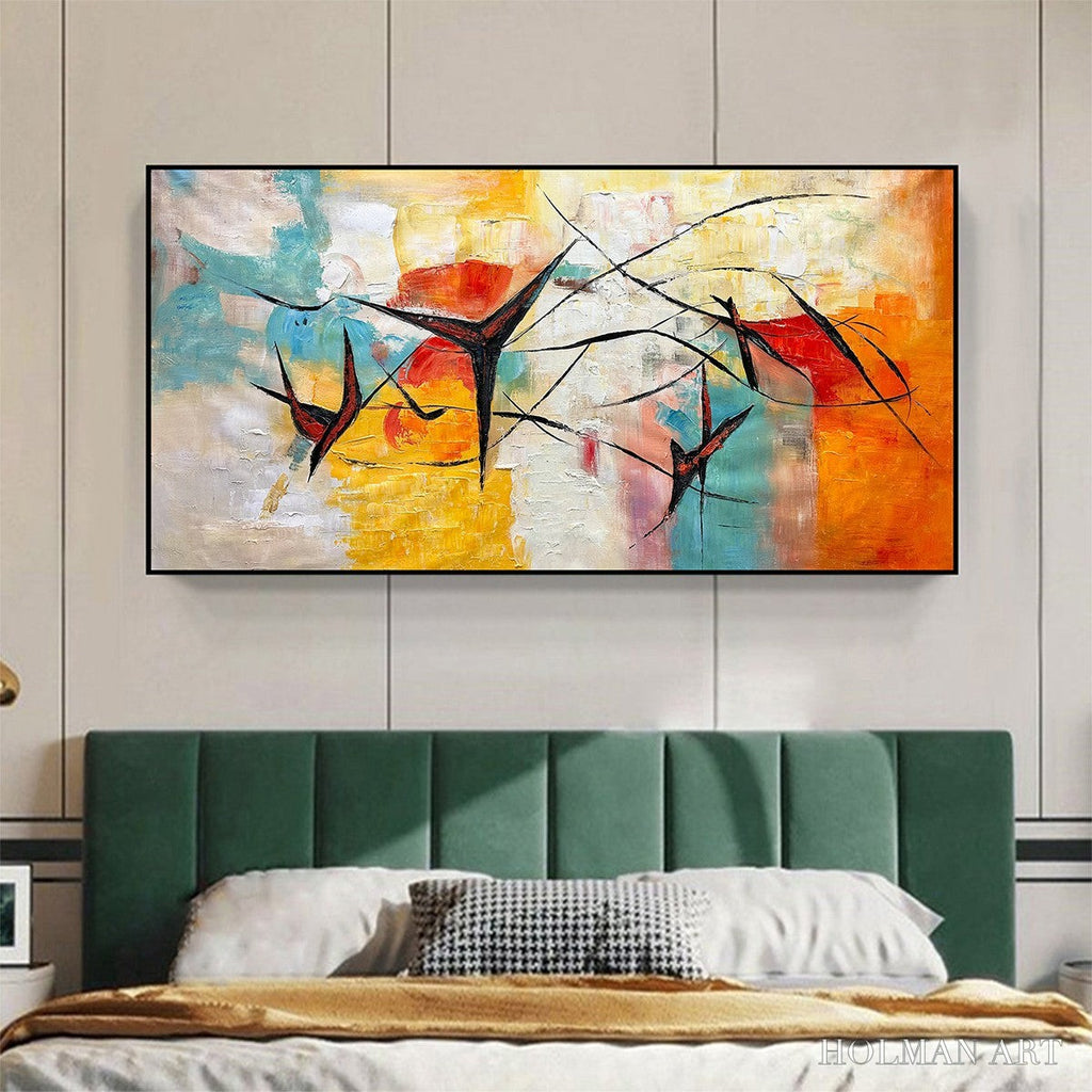 HOLMAN ART Aerial Dance – Abstract Colorful Oil Painting with Dynamic Lines - image 5
