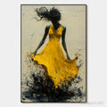 HOLMAN ART Golden Whirl – Textured Impasto Figurative Oil Painting of Woman in Yellow Dress - image 1