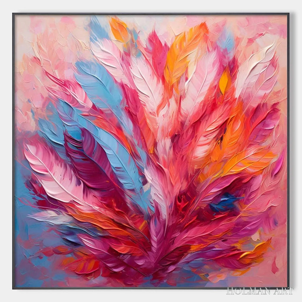 HOLMAN ART Feather Dance – Square Abstract Impasto Oil Painting on Canvas - image 1