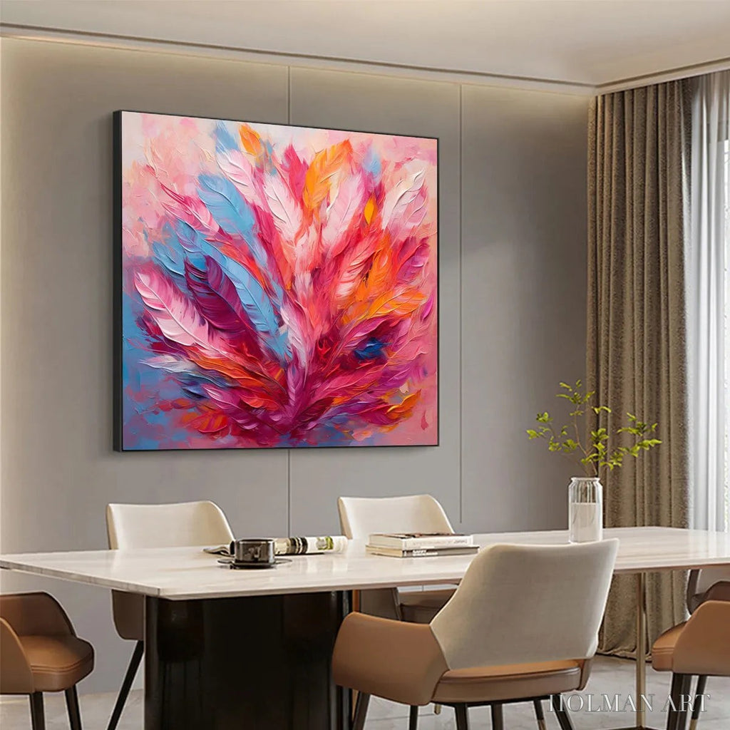 HOLMAN ART Feather Dance – Square Abstract Impasto Oil Painting on Canvas - image 3