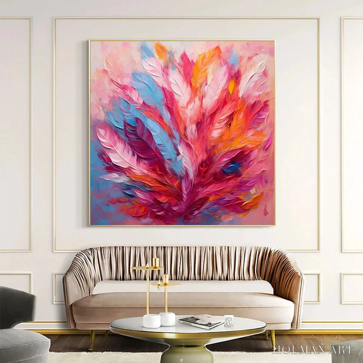 HOLMAN ART Feather Dance – Square Abstract Impasto Oil Painting on Canvas - image 4